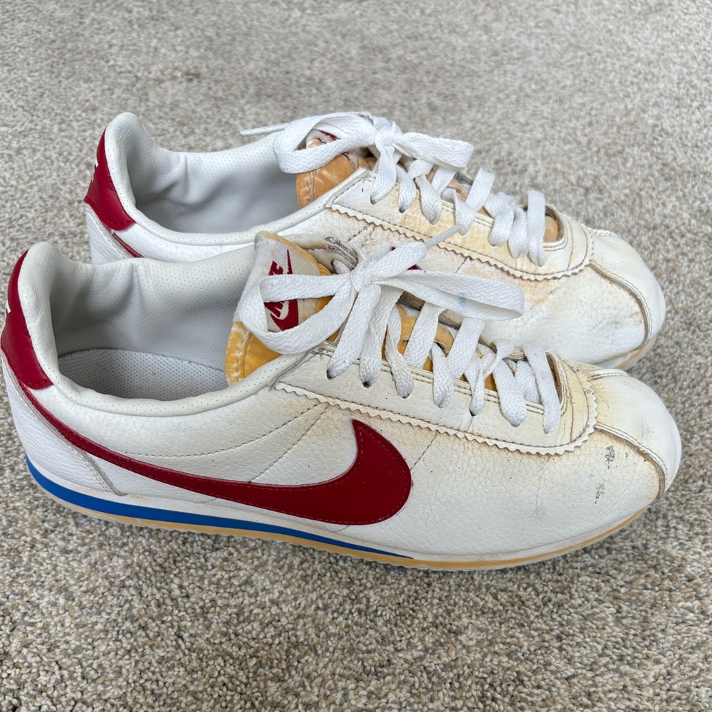 Nike - Distressed Unisex Cortez Varsity Red, White & Blue Sneakers - Size 8.5‎ - Picture 3 of 9